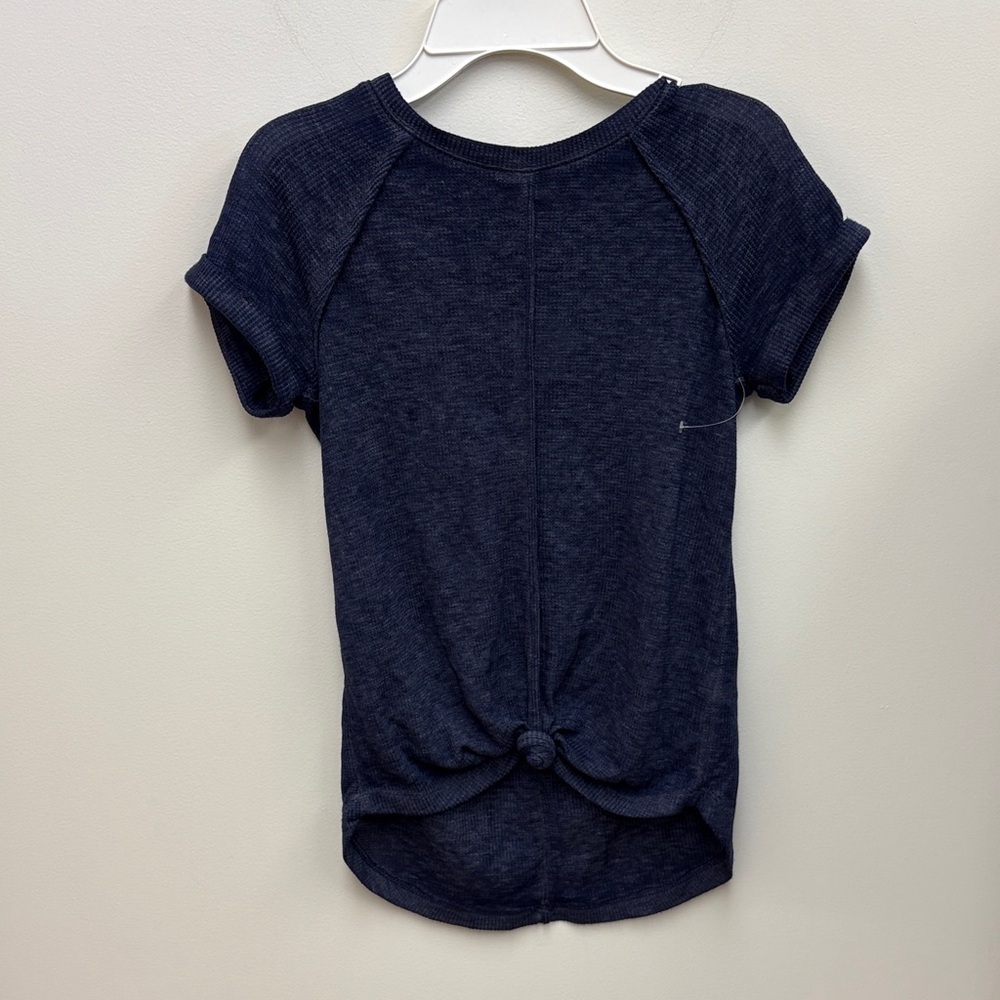 Crave Fame Navy Short Sleeve Knot-Front Tee